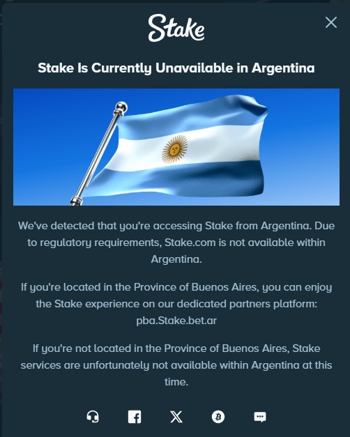 Stake no disponible en Argentina