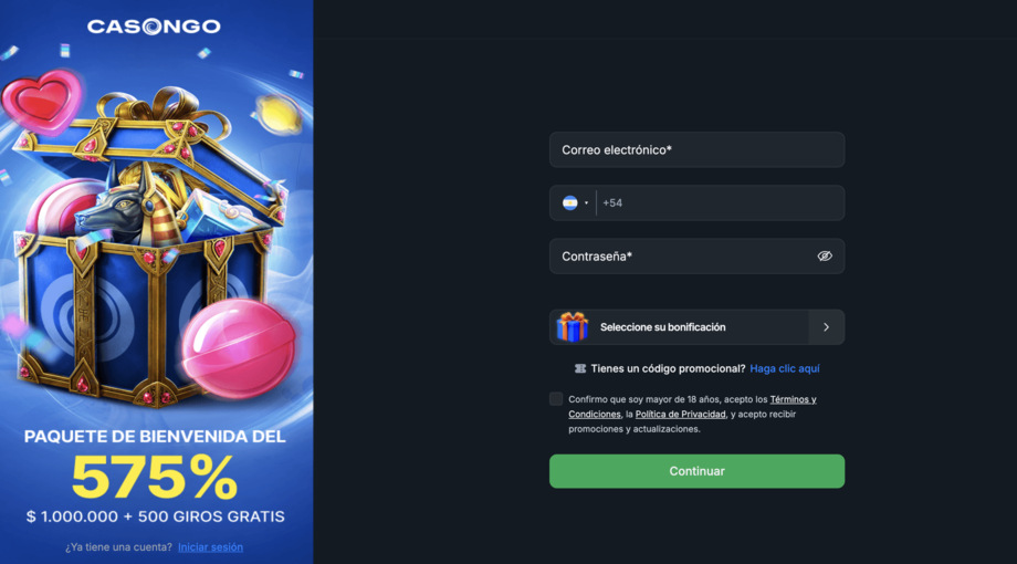 bono casongo casino bienvenida en argentina