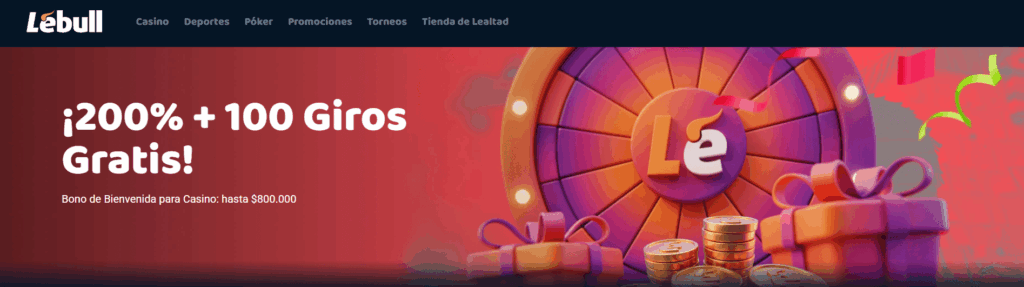 Captura del bono de bienvenida de casino de LeBull en Argentina