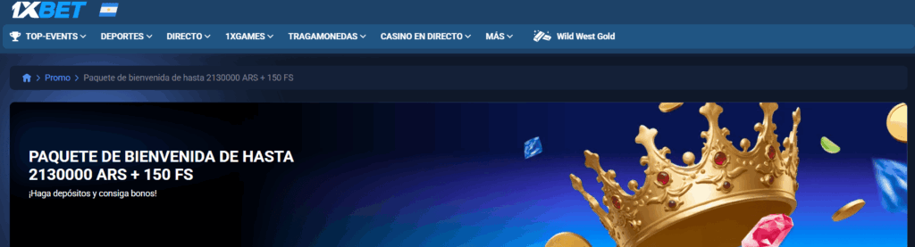 Captura del bono de giros gratis de 1xbet