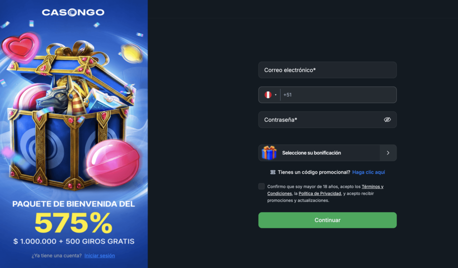 casongo bono bienvenida casino peru