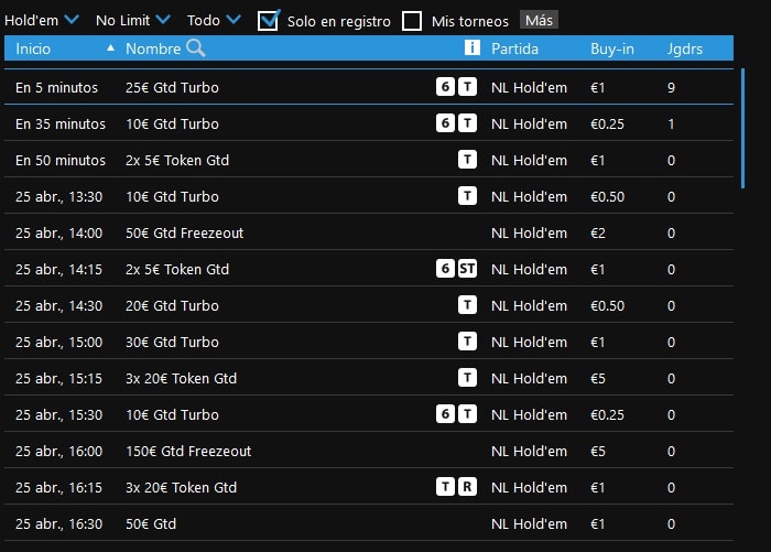 betfair Torneo