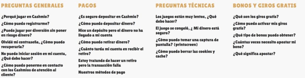 Cashmio preguntas frecuentes