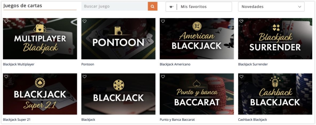 Betsson.es casino juegos de cartas
