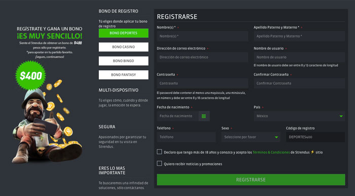 Apuestas Strendus Bono Registro