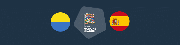 Cabecera del partido Ucrania vs España de la UEFA Nations League