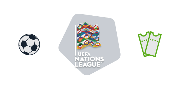 balon de futbol, billetes, logo UEFA nations league