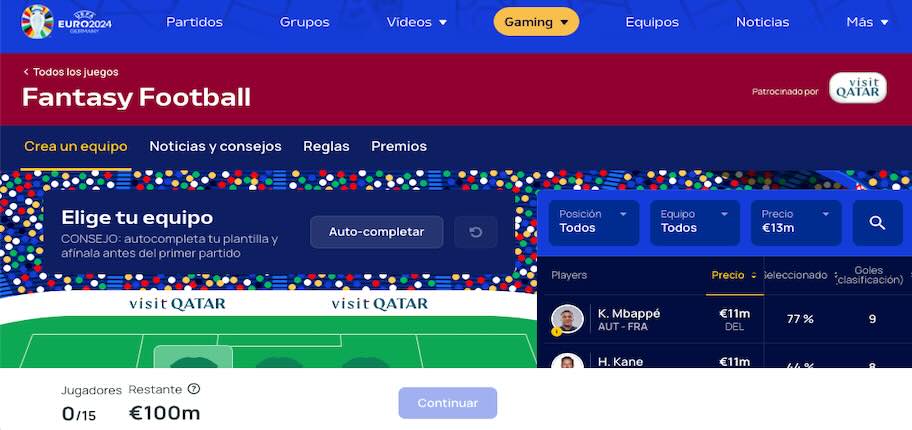 Imagen UEFA Fantasy Football para la Eurocopa 2024