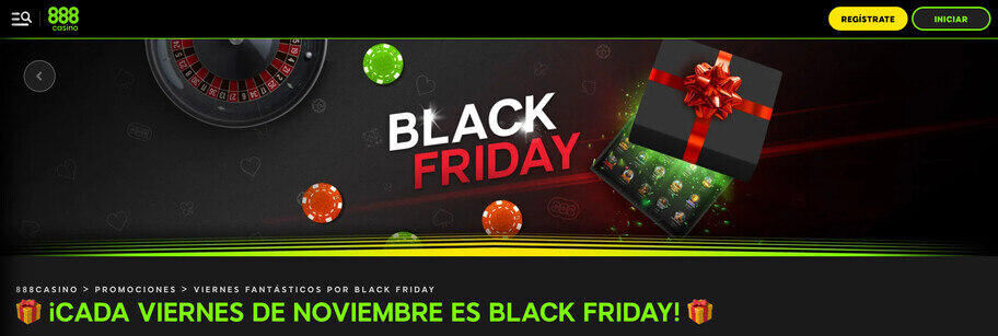 Promoción de casino Black Friday en 888casino 2024