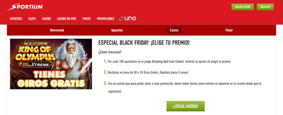 Promoción de casino Black Friday en Sportium 2024