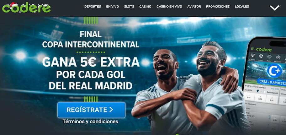 Imagen promo Codere al Real Madrid vs Pachuca Final Intercontinental : Gana 5€ con cada gol del Madrid 