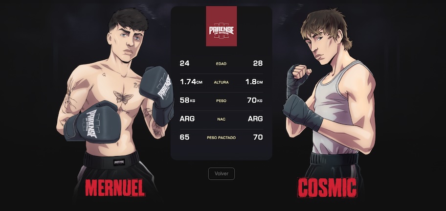 Imagen pelea Agustín Mernuel vs Cosmic Kid - Parense de Manos 3