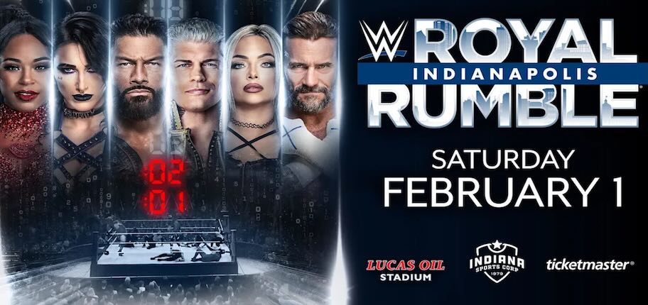 Imagen con el cartel del WWE Royal rumble de Indianápolis 2025 - Apuestas y favoritos