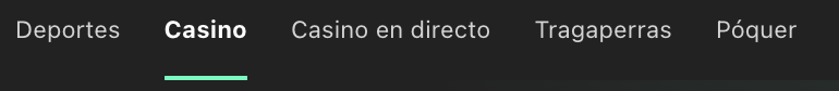 menú principal casino bet365