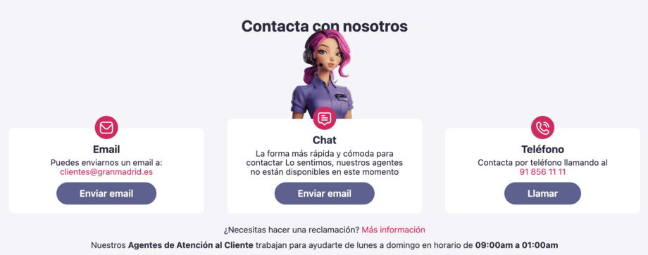 atencion al cliente casino gran madrid