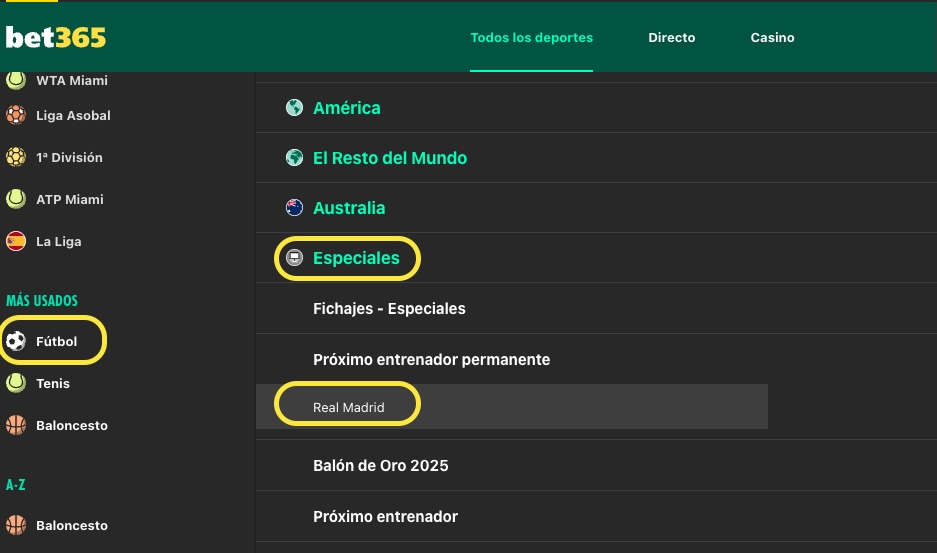 Imagen de mercado de apuestas a proximo entrenador del Real Madrid en bet365