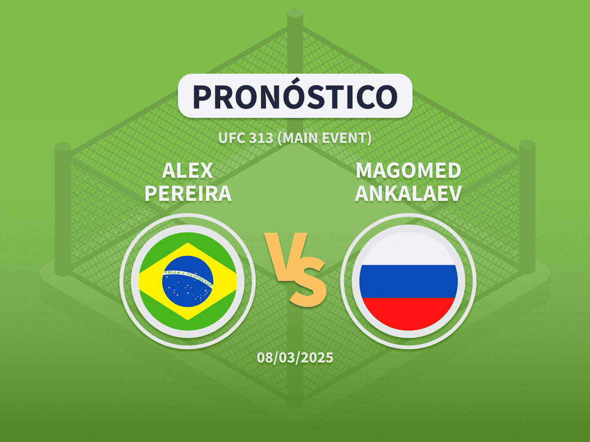 Imagen destacada pronóstico de apuestas al combate entre Alex Pereira vs Magomed Ankalaev de la UFC 313