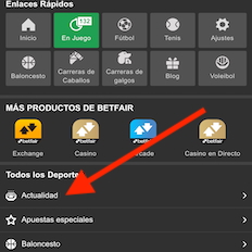 Imagen que muestra donde encontrar el mercado de apuestas al próximo Papa en Betfair
