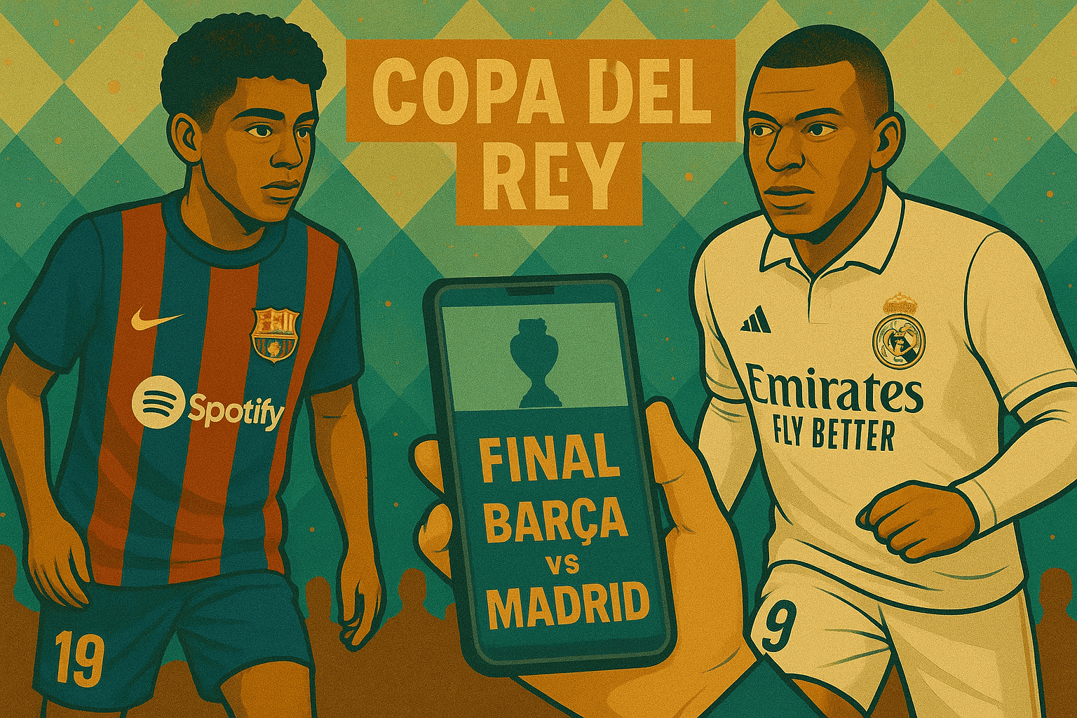 Imagen final Copa del Rey Barça vs Madrid por ChatGPT