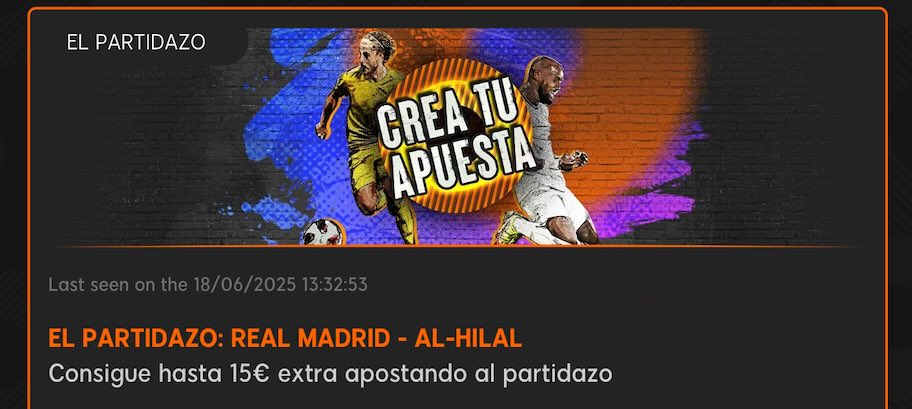 Imagen promo 15€ extra en 888sport en el Real Madrid vs Al Hilal - Mundial de Clubes de la FIFA