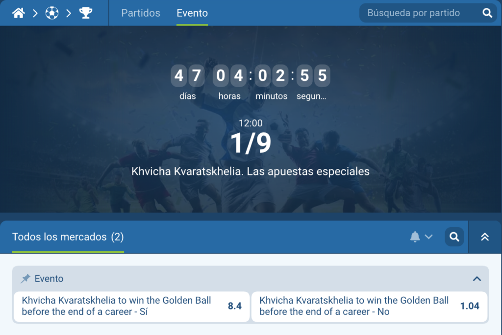 Apuestas Especiales Kvaratskhelia en 1XBET