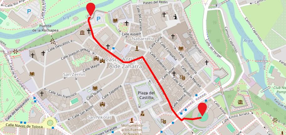 Imagen recorrido oficial para apuestas a los encierros de Sanfermines