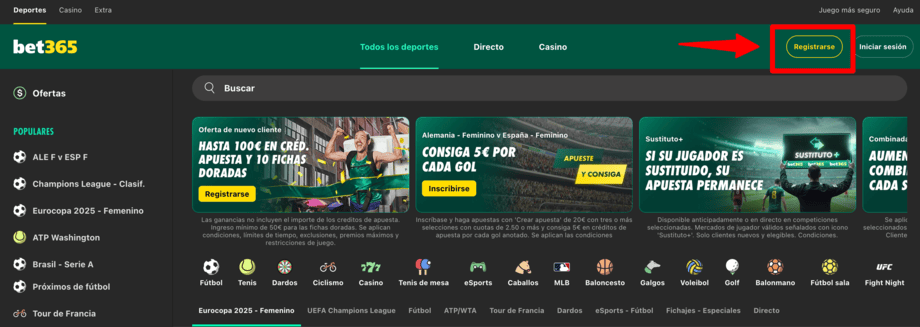 registro bet365 paso 1