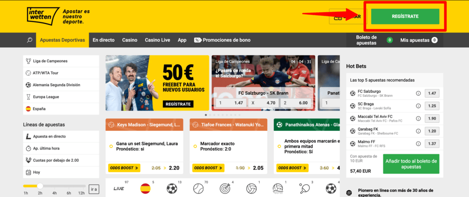 registro interwetten paso 1