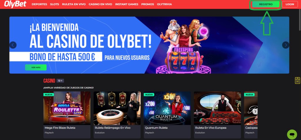 registro olybet paso 1