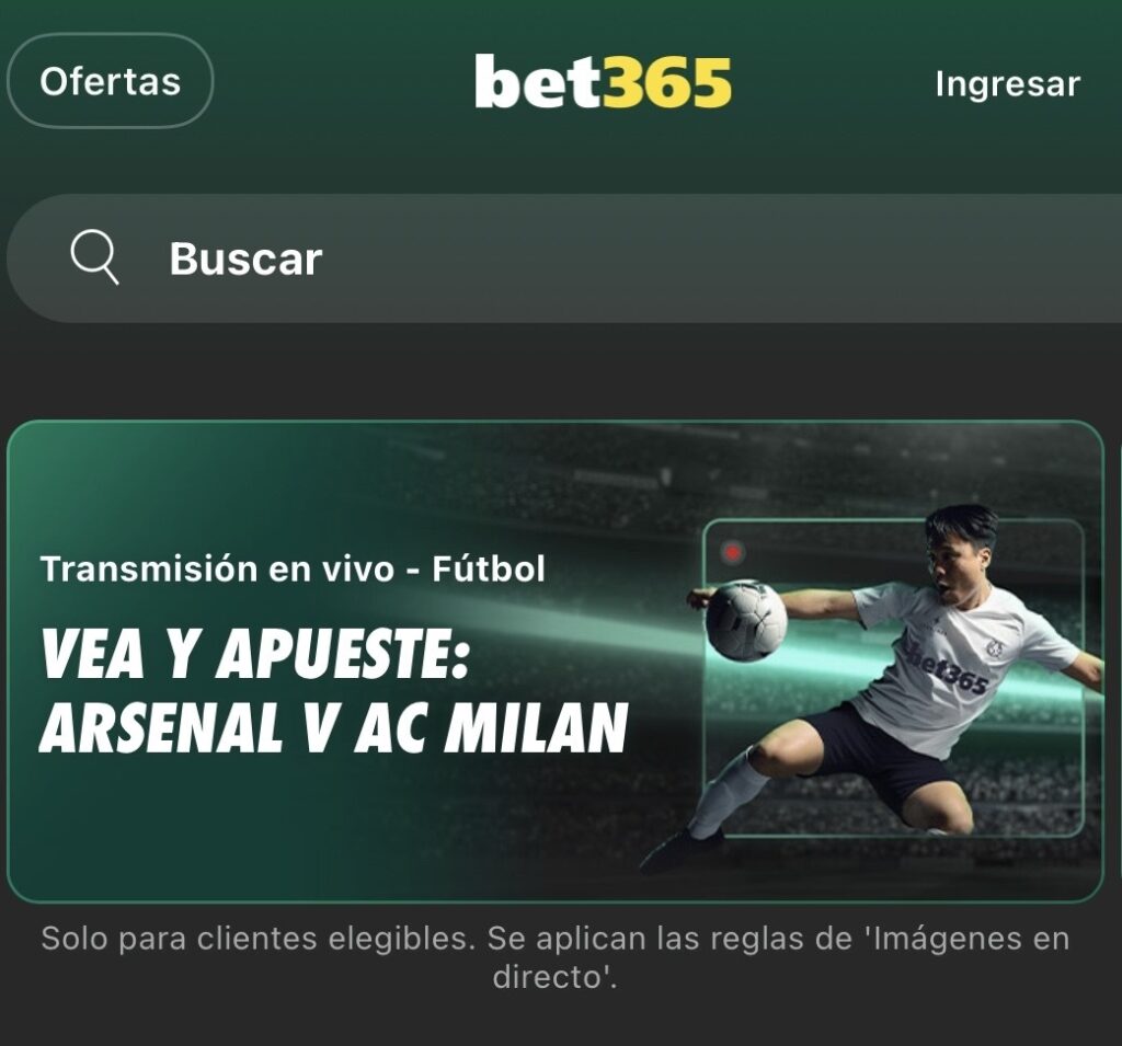 Streaming en bet365 Arsenal vs AC Milan