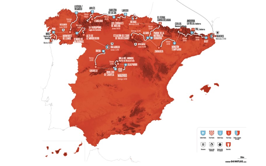 Imagen recorrido vuelta ciclista a España 2025
