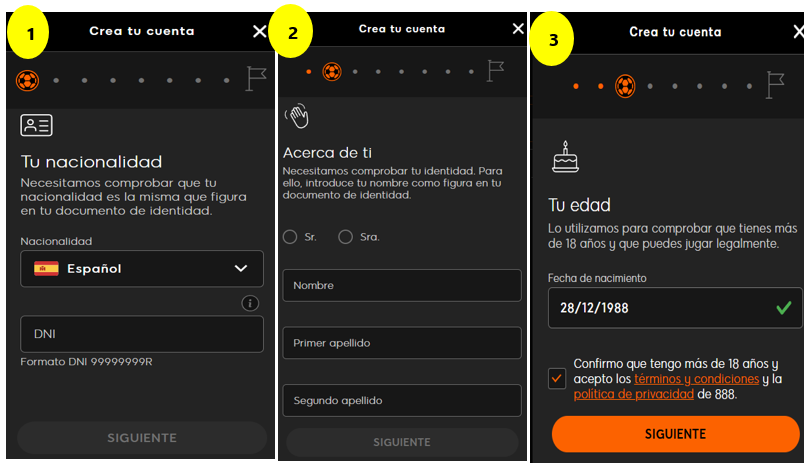 registro 888sport Paso 3. A