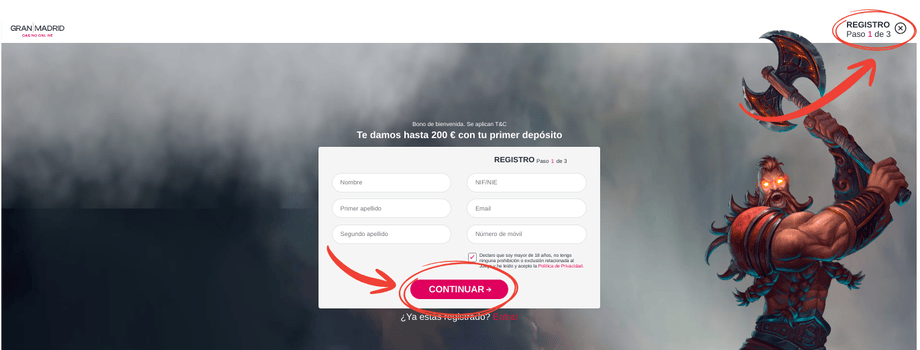 registro en casino gran madrid paso 2