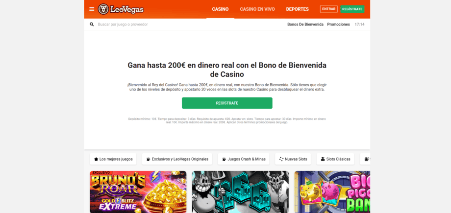 registro en leovegas paso 1