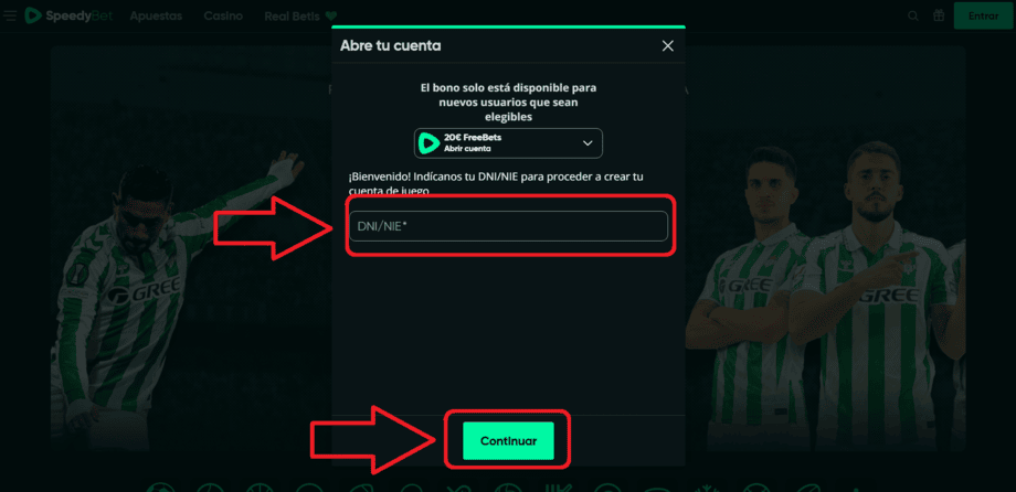 registro speedybet paso 4