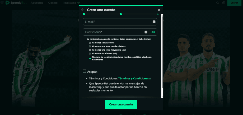 registro speedybet paso 7