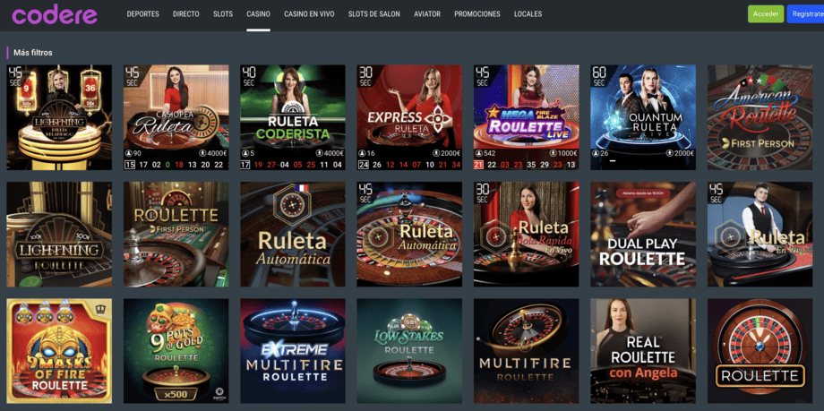ruleta en codere casino