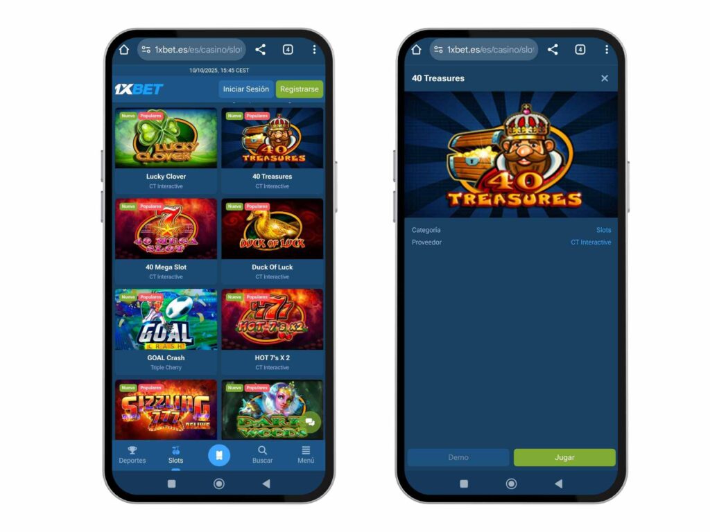 1xbet casino vista previa movil 1