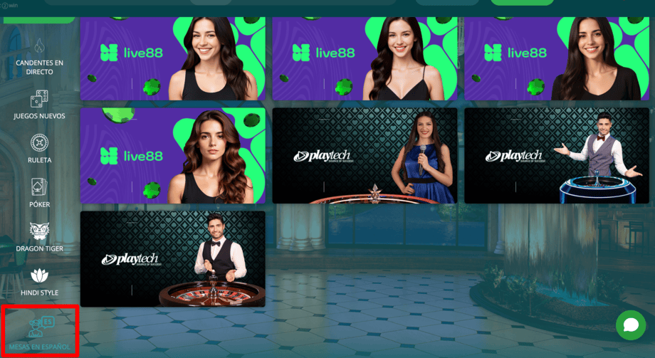 22bet casino seccion mesas en español