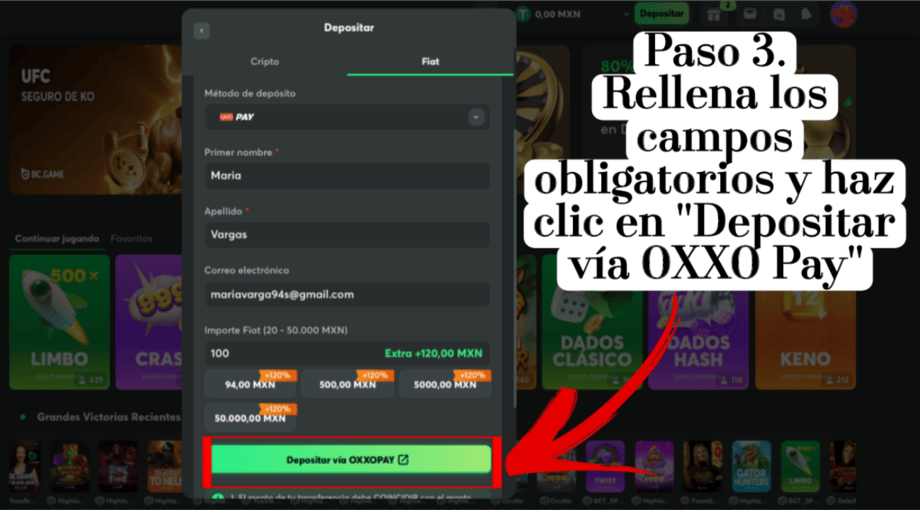 depósitos con oxxo pay paso 3
