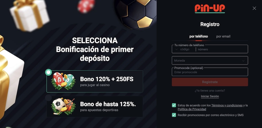 Imagen de bonificación de primer depósito - Pin Up Registro