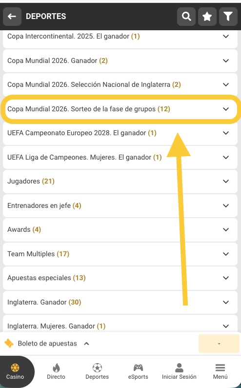 Imagen cuotas apuestas rivales fase de grupos - Melbet movil