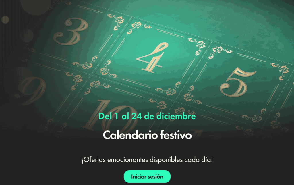 calendario festivo de navidad en bet365 casino