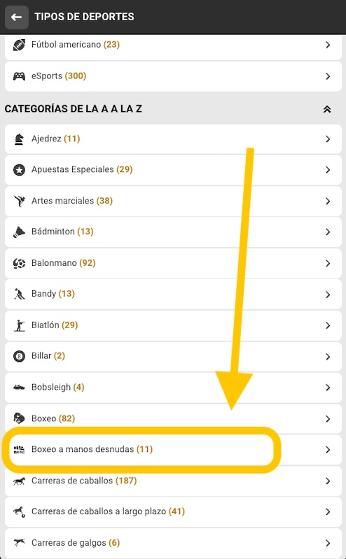 Imagen cuotas apuestas boxeo manos desnudas - Melbet movil