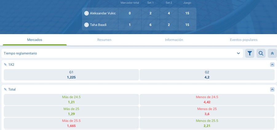 Captura de pantalla opciones de apuestas wn directo - rese&ntilde;a y opiniones de 1xbet Espa&ntilde;a