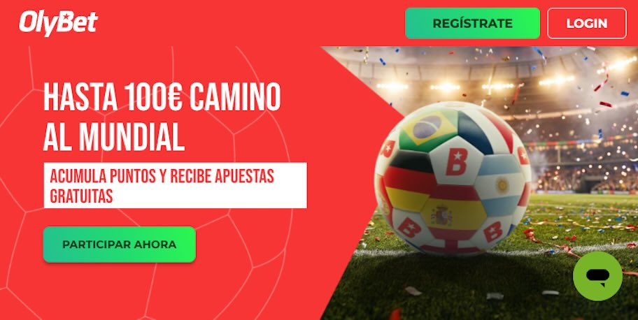Imagen Promoción "Camino al Mundial" - Suma puntos con apuestas y gana hasta 100€ gratis en Olybet