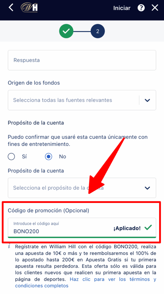 william hill registro paso 1