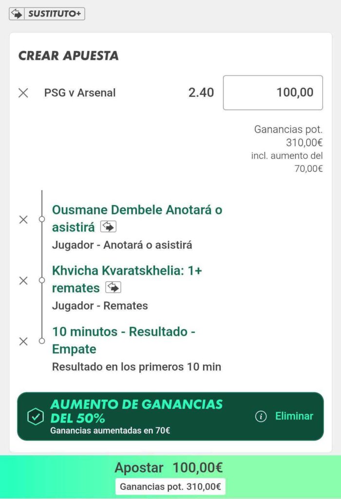 Captura pantalla promo bet365 final Champions League