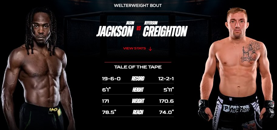 Imagen estadísticas y record - apuestas Jackson vs Creighton MVP MMA