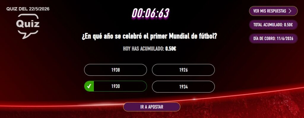Pregunta Quizz Sportium Promoción Camino al Mundial 22 de mayo